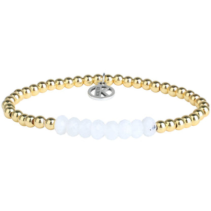 KELITCH Women Silver Stretch Bracelets Crystal Turquoise Beaded Bracelet Gold Stretch Bracelets Agate Bracelets
