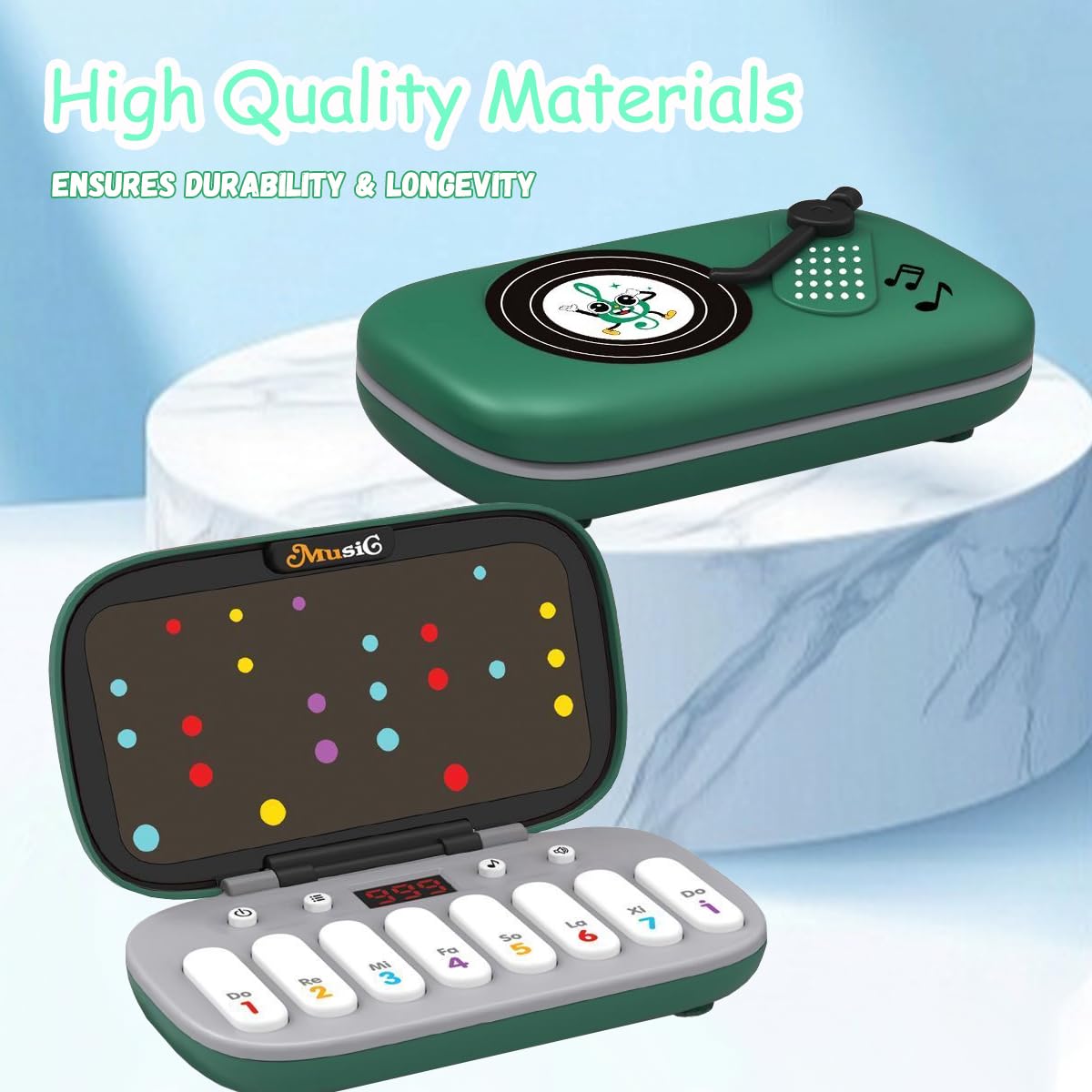 Kids Mini Piano Toy, BPA-Free Light Up Keyboard, Portable Travel Learning Toys for Toddlers, Music Interactive Birthday Gift for 3 4 5 6 Year Old Boys Girls Children (Green)