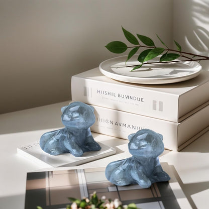 WUYOUSHI Labradorite Otter Figurine - Hand Carved Healing Crystal Otter Statue, Lucky Gemstone Sculpture for Home Office Desk Decor, Spiritual Gift for Animal Lovers & Nature Enthusiasts