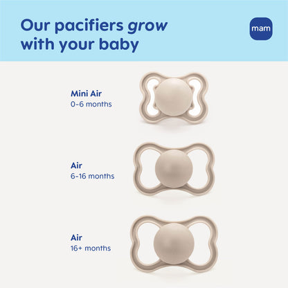MAM Air Pacifier for Babies 6-16 Months, Extra Air Flow for Sensitive Skin, Glows in The Dark, Developed with Medical Experts, BPA-Free Skin Soft Silicone, 4 Count, Made in Europe