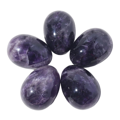 favoramulet Polished Stone Egg for Easter Day, Palm/Pocket/Worry Enegry Healing Crystal Display Sphere Figurine Fengshui, Amethyst 1.8" x 1.3"