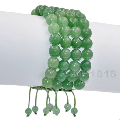 AD Beads Natural 8mm Gemstone Bracelets Healing Power Crystal Macrame Adjustable 7-9 Inch (Green Aventurine)