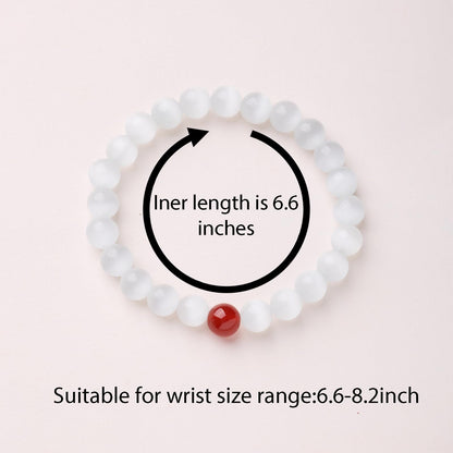 Cryhand White red Jade Bracelets For Men Protection Healing Crystal Bracelet For Women Spiritual Charms Stretchy 8mm Beaded Lucky Handmade Anxiety Braceletss