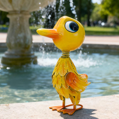 YELENEW Metal Garden Statue Decor for Outside,Yellow Duck Garden Sculptures Lawn Ornaments Garden Yard Art for Backyard Patio Decoration
