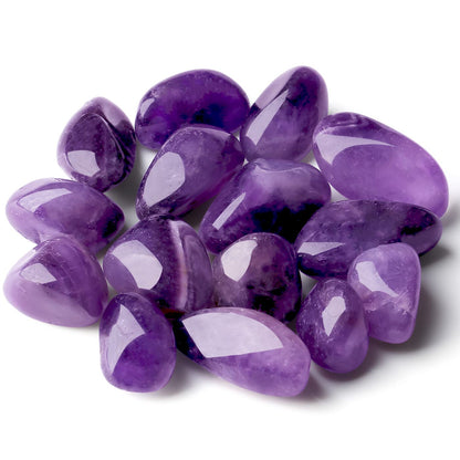 QINJIEJIE 0.9 LBS Amethyst Polished Stones Tumbled Crystals Bulk Gemstones 0.6-1" Irregular Stone Natural Reiki Healing Crystal for Plants Succulents Vase Filler Decoration Energy Witchcraft Gifts