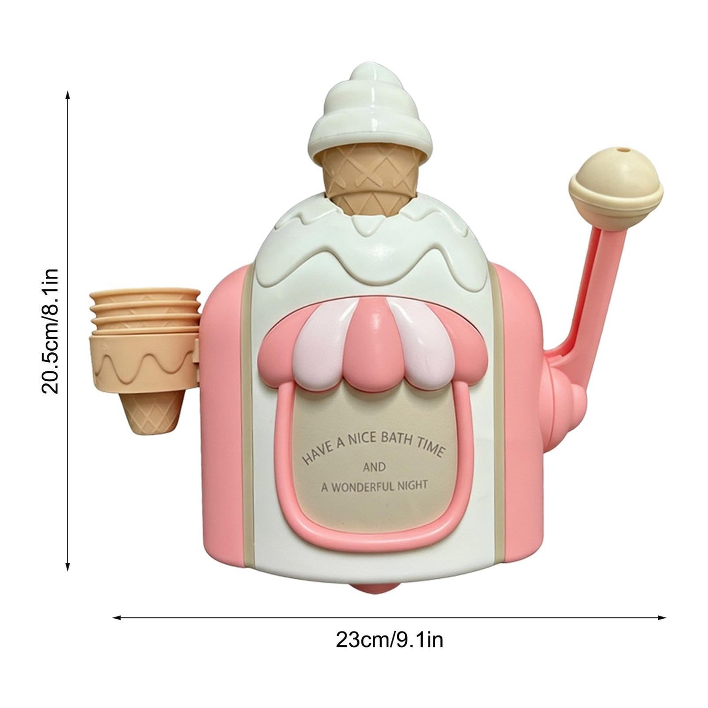 Ice Cream Bath Foam Machine | ABS, 9.1in X 3.1in X 8.1ín, Bubble Maker | Bath Toy for Boys & Girls Ages 4+ | Soap Dispenser with Ice Cream Buckets