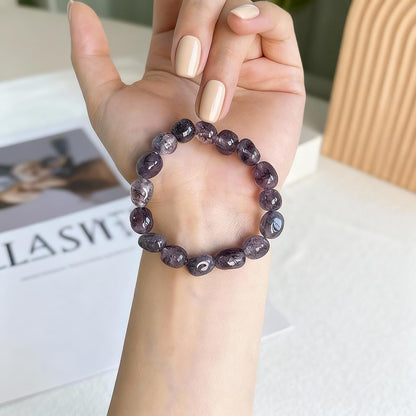 APMUTSS Natural Crystal Beaded Bracelet for Women, Genuine Gemstone Stretch Bracelet 8–10mm Irregular Stone Beads, Colorful Healing Crystal Jewelry for Everyday Wear and Gift