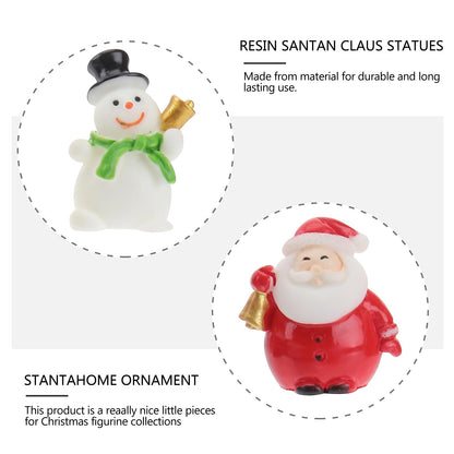 CLISPEED Miniature Christmas Figurines: 10pcs Mini Christmas Figurines Small Santa Figures Tiny Decorations Miniatures for Crafts Xmas Party Decor
