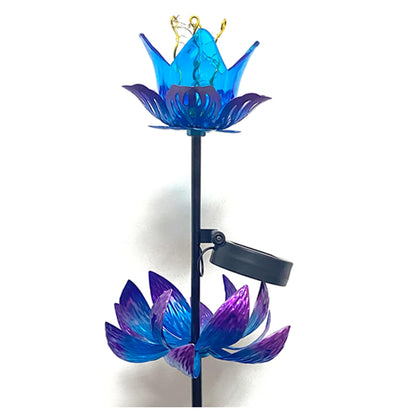 Solar Wind Spinner Outdoor, 63 Inch Metal Wind Spinner Yard Art with LED Lights, Three-Layer Flower Design Pinwheels for Yard and Garden Decor, Solar Garden Decor