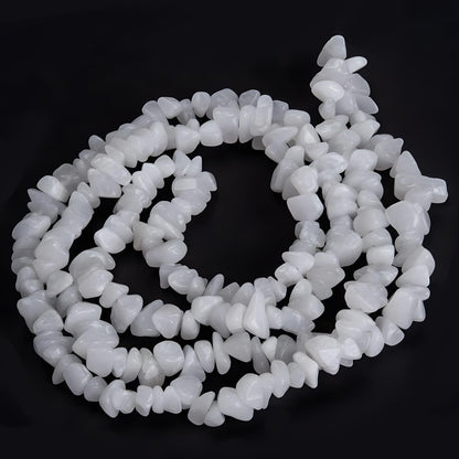 HAAMIIQII 5-8mm Natural White Jade Chips Beads - Genuine Real Irregular Freeform Chip Loose Gemstone Energy Healing Beads for Jewelry Making Strand 30 Inch