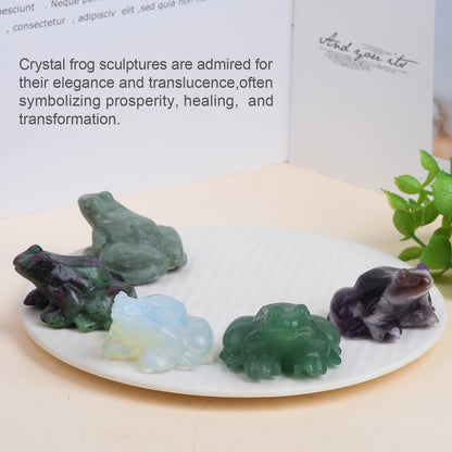 QLRSUXN 2 Inch Green Aventurine Frog Crystal Figurine，Frog Gifts Healing Crystal Decor，Frog Garden Statue Stone Energy Gemstones, in Bedroom Office Christmas Meditation Gifts Aquarium Decoration