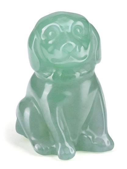 CrystalTears Green Aventurine Crystal Dog Ornament, Cute Dogs Gifts for Women Dog Lovers Men Christmas, 1.5” Lucky Healing Gemstone Labrador Dogs Puppy Figurine Statue for Home Office Desk Decor