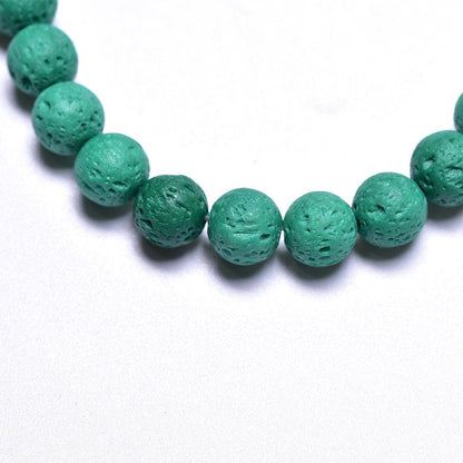 8mm Lava Rock Natural Stone Loose Beads for Jewelry Making Spacer Beads 15"-48pcs/Strand (8mm, Green)
