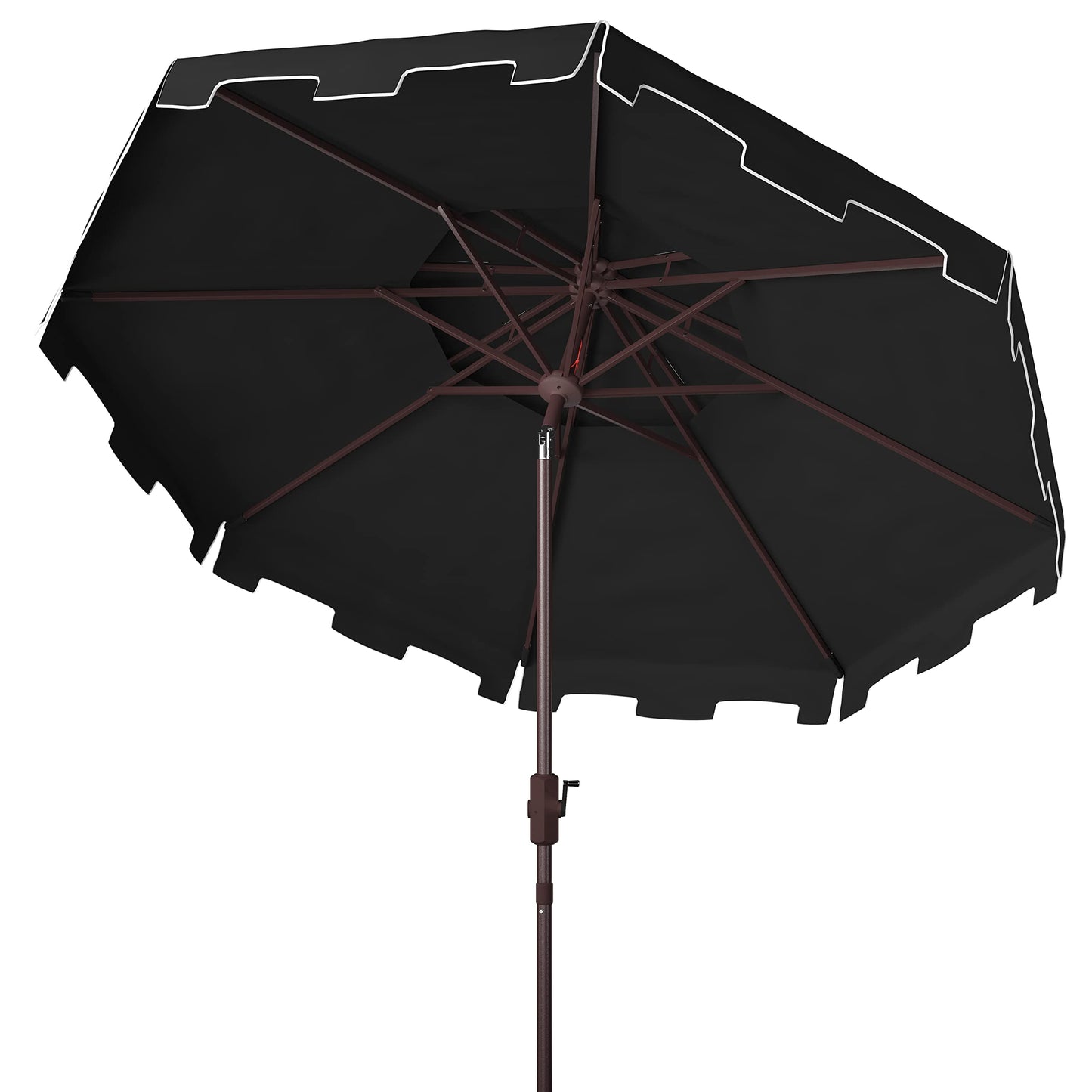 SAFAVIEH 9ft Outdoor Patio Umbrella, Double Top, Zimmerman Collection, Black & White, Crank, Button Tilt, UV Resistant for Deck, Backyard, Poolside (PAT8200H)