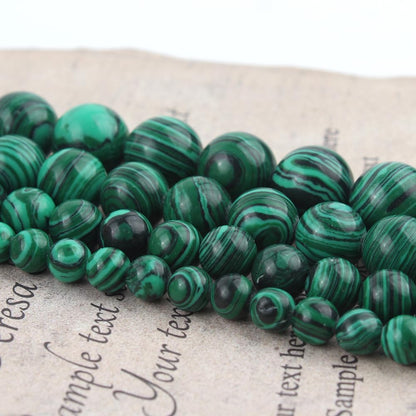 Yochus 60pcs Glossy Malachite Beads，6mm Healing Power Natural Stone Round Loose Gemstone Beads for Jewelry Making Earring Necklace DIY Crafts