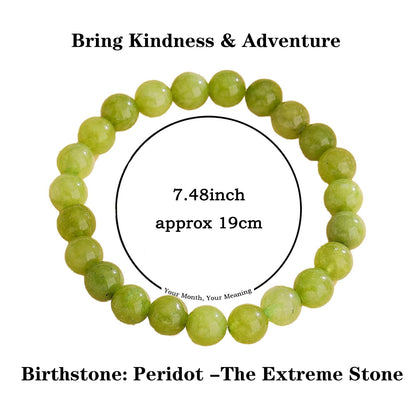 Naupyal August Birthstone Bracelet for Women Men,Peridot Natural Stone Beaded Bracelets,Healing Crystal Gemstones Stretch Bracelet Stress Relief Month Bracelet Birthday Jewelry Gifts