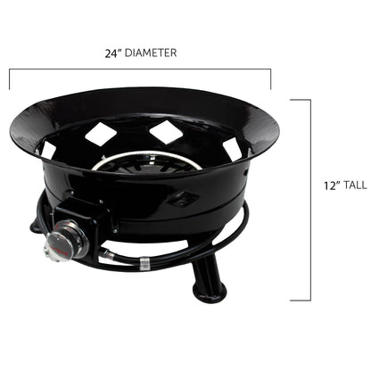 Flame King Smokeless Portable Propane Fire Pit Bowl, 24 inches, 58K BTU with Propane Grip Scale, Self Igniter, Cover, & Carry Straps for RV, Camping, & Outdoor Living