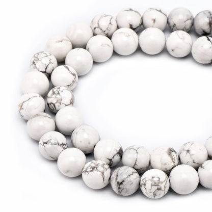Bymitel 90 pcs Natural Genuine Real Round Loose Stone Beads Gemstone Spacers for Charm DIY Jewelry Making 15.5" per Strand 4mm (White Howlite, 4mm)