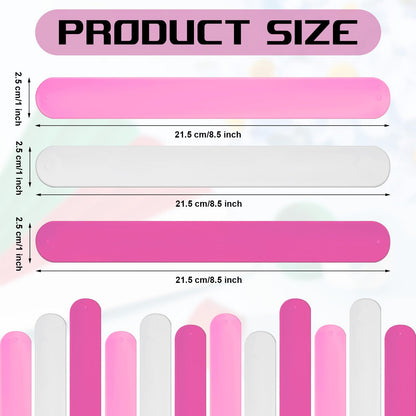 Charniol 12 Pieces Wrapping Paper Roll Holder Holiday Flip Wraps Silicone Covered Metal Strips Flip 1 x 9 Inch Stabilizer Slap Band for Poster Gift Paper Vinyl Storage Organize (Rose Red,Pink,White)