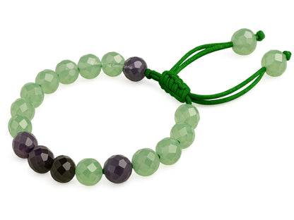 Amazing Gemstone Multi Fluorite Bracelet for Women - Chakra Mens Bracelet Protection Crystals & Healing Stones - Blessing Bracelet Spiritual Meditation Gift (Faceted Beaded Bracelet, Adjustable)