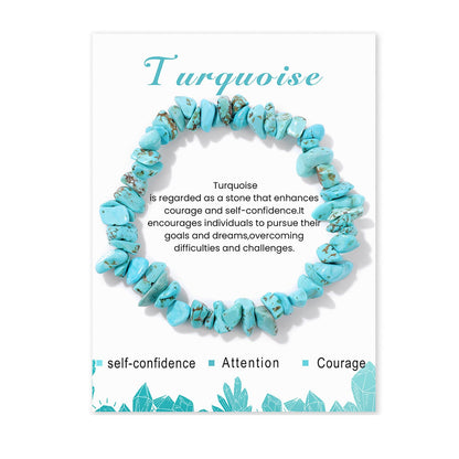 Turquoise Bracelet for Women 8mm Handmade Raw Turquoise Bracelet Natural Stone Bracelet Gemstone Bracelets Stretch Healing Crystal Bracelets Turquoise Jewelry for Women Girls