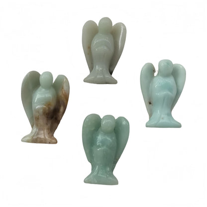 Afucats Natural Amazonite Healing Guardian Angel Indoor Decorative Stone,1.5 Inches Carving Pocket Palm Statue,Gift for Her Christmas Décor
