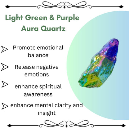 Crystals, Rocks, Jade, Crystals and Healing Stones, Witchcraft Supplies, Healing Crystals, Stones, Healing Stones, Rock Collection, Agate, Raw Stones (Light Green - Purple Aura Quartz, 2 Pcs)