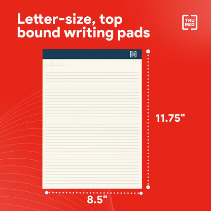 TRU RED Notepads, 8.5” x 11.75”, Narrow Ruled, Ivory, Perforated, 12‑Pack