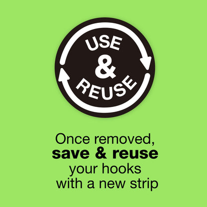 FrogTape reMOVEables Heavy Duty Wall Hooks - 8 Hooks and 12 Strips - Holds up to 3 lbs - No Damage - Easy to Remove & Reuse - Medium Wall Hook with Adhesive Strips - White (Pack of 8)