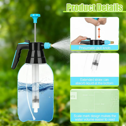 3 Pcs 1/2 Gallon Pump Sprayer Plastic, Handheld Pressure Sprayer, Garden Pump Sprayer Bottle with Adjustable Nozzle for Plants, Cleaning, Household Tasks, (Blue)