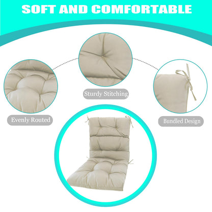 GarPad Outdoor Indoor High Back Patio Chair Cushions 22 * 22 in Tufted Outdoor with Ties, Seat Back Chair Cushion for Adirondack Rocking Patio Furniture-Creaw Set of 2
