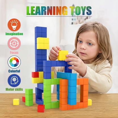 BananMelonBM 200 PCS Magnetic Blocks - Rainbow Magnetic Cubes Building Toys for Kids Ages 1-3 2-4 4-8, STEM Learning Preschool Educational Sensory Magnet Toys for Boys Girls