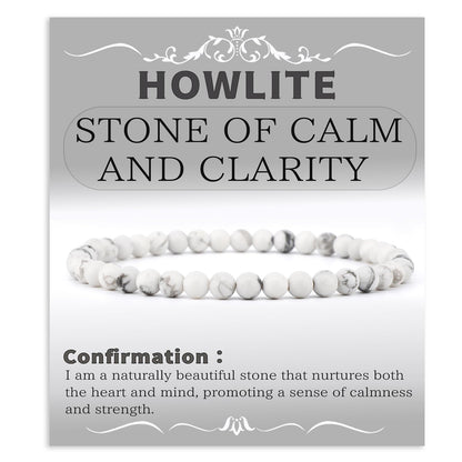 Bymitel 4mm Howlite - Handmade Reiki Gemstone Stretch Bracelet, Natural Beauty & Spiritual Essence, Crystal Healing for Unisex Adults