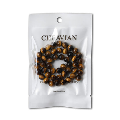 CHEAVIAN 45PCS 8mm Natural Yellow Tiger Eye Stone Gemstone Round Loose Beads for Jewelry Making DIY Findings 1 Strand 15"