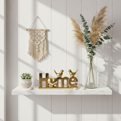 GAOSHENG Ceramic Home Letter Sign with Bird Statues,Modern Gold Tabletop Decor for Entryway,TV Stand & Floating Shelf,Warm Housewarming Gift for New Home,Elegant Family Room Ornament (Gold)