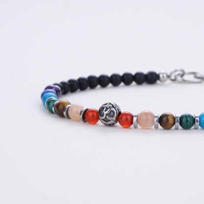 COAI 7 Chakra Bracelet for Women, OM Charm Hematite Onyx Beaded Bracelet for Women