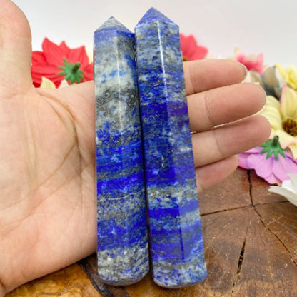 Natural Lapis Lazuli Crystal Point - 5.8-6.2 inch Raw Stone Hand-Polished Wand for Third Eye Activation, Chakra Balancing,Spiritual Healing & Meditation(Lapis Lazuli /5.8-6.2 inch 2pcs)