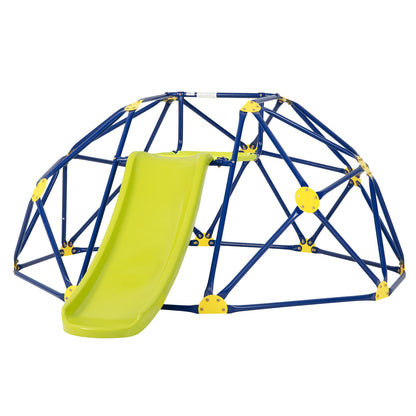 Costzon Climbing Dome with Slide for Kids, 8FT Kids Jungle Gym Monkey Bar Climbing Toys for Outdoor, 2 in 1 Indoor Geometric Dome Climber Playground Set for 3-8 Boys Girls Toddlers Backyard Gifts