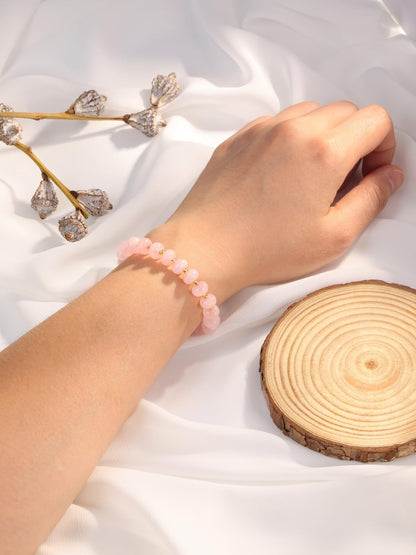 PESOENTH Rose Quartz Pink Beaded Bracelet,Healing Crystal Natural Stone Bracelets Gemstone Bracelet jewelry Spiritual Gifts for Women Her Mom Daughter Birthday Annivsersary Valentines