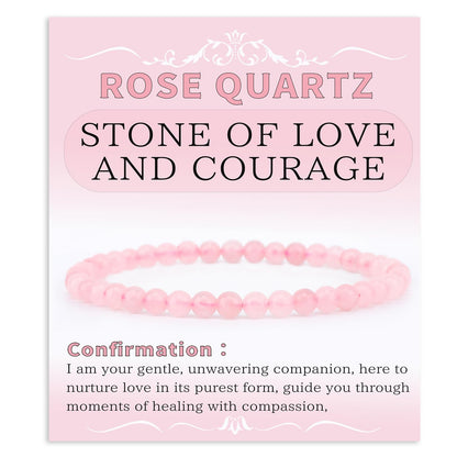 Bymitel 4mm Pink Quartz - Handmade Reiki Gemstone Stretch Bracelet, Natural Beauty & Spiritual Essence, Crystal Healing for Unisex Adults