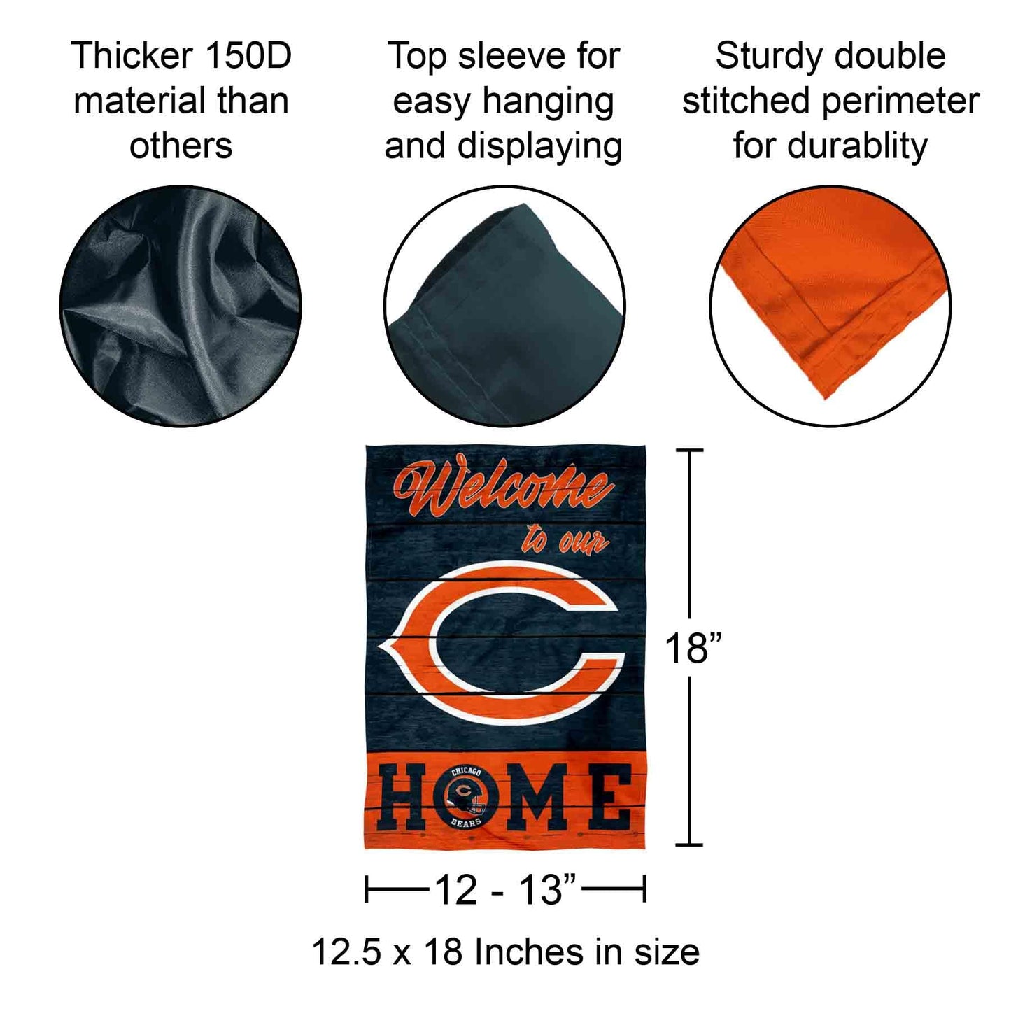 Chicago Bears Welcome Home Decorative Garden Flag Double Sided Banner