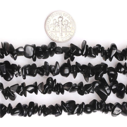 HAAMIIQII 5-8mm Natural Black Agate Chips Beads Irregular Chip Stone Loose Gemstone Beads for Jewelry Making Strand 30 Inch