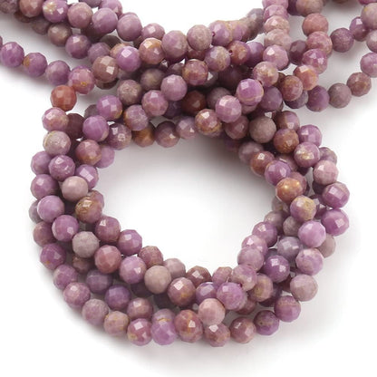 Song Xi 120pcs 3mm Natural Purple Mica Gemstone Beads Faceted Round Loose Stone Beads for Jewelry Making (1 Strand)