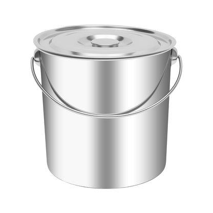 5 Gallon Stainless Steel Bucket with Hanging Lid, Food Grade 304 Metal Pail for Storage, Commercial Kitchen, Pet Food, Cleaning - 1.6mm Thick, Mirror Finish (5 Gal)