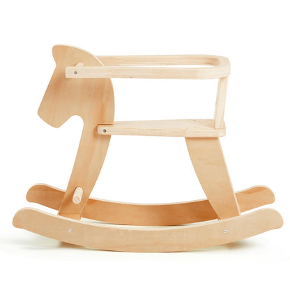 labebe - Wooden Rocking Horse, Baby Wooden Ride On Toys for 12M+, Classic Rocker Toy with Removable Fence, Toddler Riding Toy Indoor/Outdoor, Nursery Birthday Gift (Natural)