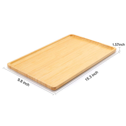 Webacoo Bamboo Tray with Handles - Lightweight Serving Tray for Breakfast in Bed, Coffee Table, BBQ, Kitchen, Ottoman & Party - Perfect for Lap, Couch & Gifting - Large Size Wood Tea Tray - 15”x10”