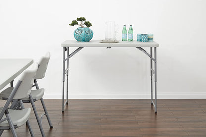 Office Star Resin Multipurpose Rectangle Table, 4-Feet Long, Height Adjustable, Center Folding Table, Light Gray