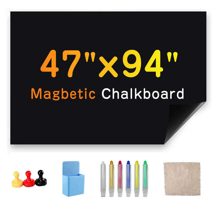 Magnetic Chalkboard Wallpaper Stick and Peel, 47" x 94"Chalk Board Contact Paper with Adhesive on Wall for School, Office, Kitchen Fridge, Drawing