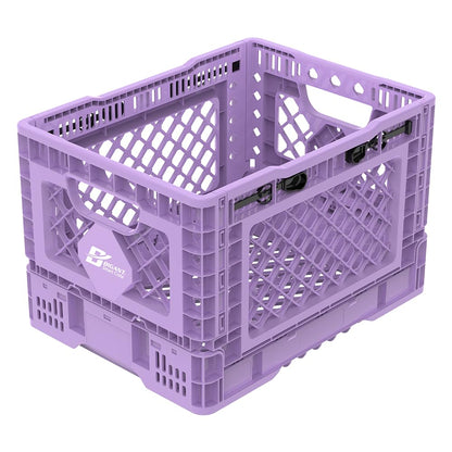 Bigant Heavy Duty Collapsible & Stackable Plastic Milk Crate - Snap Lock Foldable Industrial Garage Storage Bin Container Utility Tote Basket (Purple, 1 Small Crate)