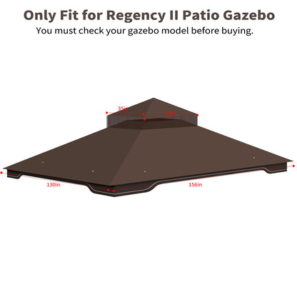 Replacement Gazebo Canopy for 10x12 Regency II Model L-GZ798PST | Heavy-Duty Ripstop Waterproof & UV Protective Top Cover, Brown